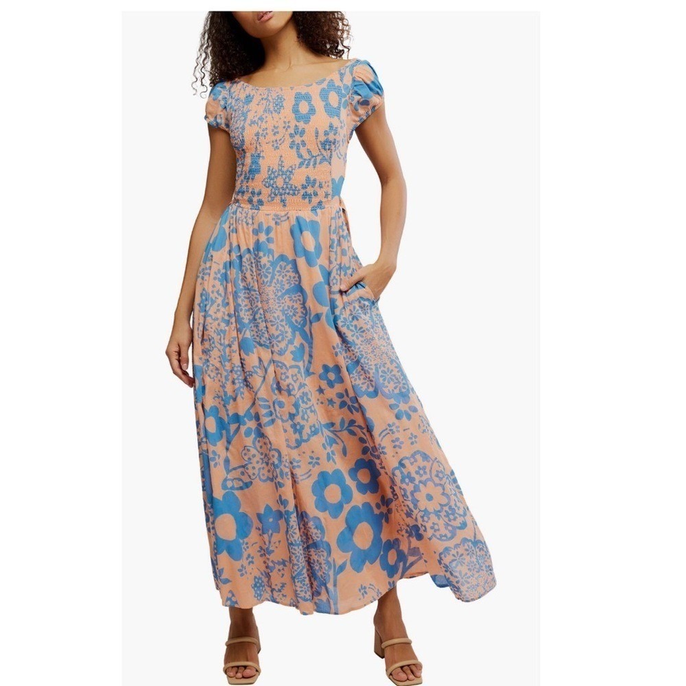 Free People Ultraviolet Maxi‎ Dress, Size Small, Pale Pink/Blue NWT